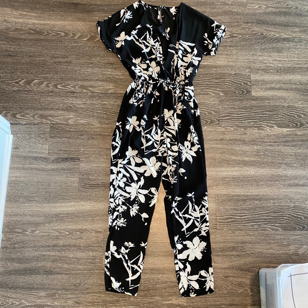 Lightweight Black Floral Jumpsuit